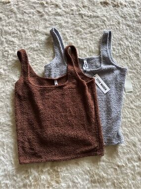 Steve Madden Cozy Knit Tank Top - Brown & Light Gray